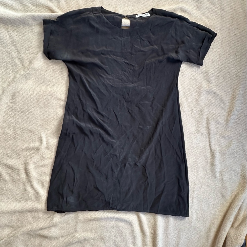 Everlane The Silk Short-Sleeve Dress in Black Extra Small